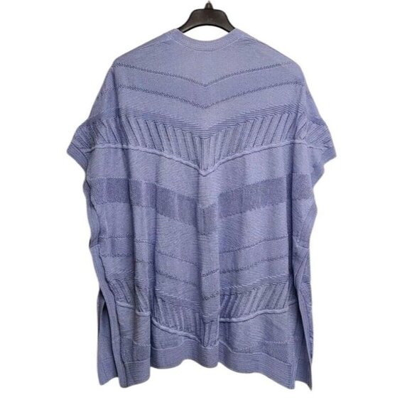 Chicos Ruana Womens Large/ XL Blue Open Front Pointelle Knit Textured Sw… - Picture 3 of 8